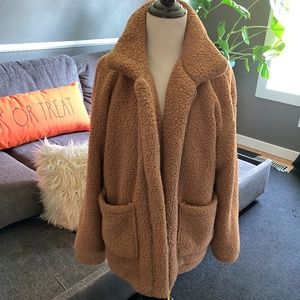 Cozy Caramel Fall Sherpa Coat- Women's M